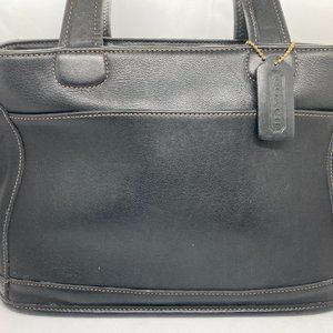 Black leather Coach tote